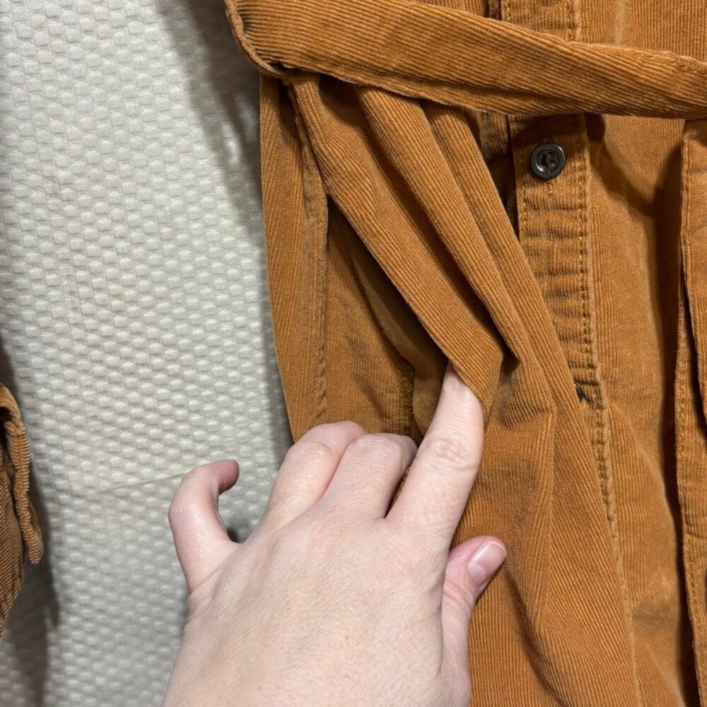 Lucky Brand Women's Small Brown Tan Corduroy Shirt Dress Button Front Belt - Picture 2 of 9